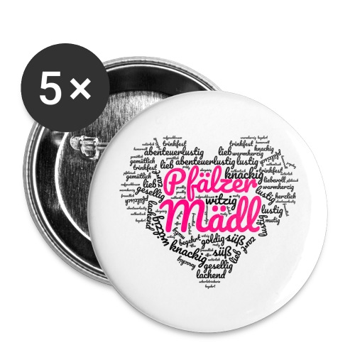 Herzl: Pfälzer Mädl - Buttons groß 56 mm (5er Pack)