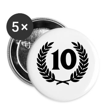 Laurel wreath & Number (10) - Buttons large 2.2''/56 mm (5-pack) - white - Front