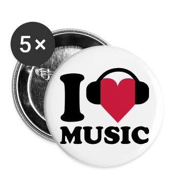 I love Music - Buttons groß 56 mm (5er Pack) - Weiß - Vorne