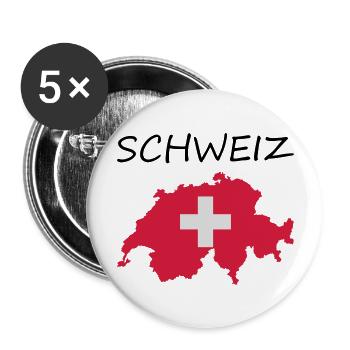 Schweiz - Buttons groß 56 mm (5er Pack) - Weiß - Vorne