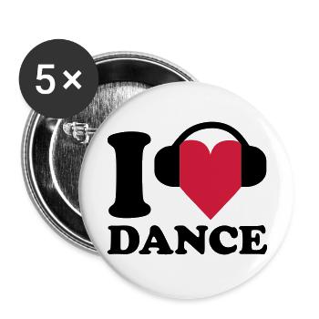 I love Music - Dance - Buttons groß 56 mm (5er Pack) - Weiß - Vorne