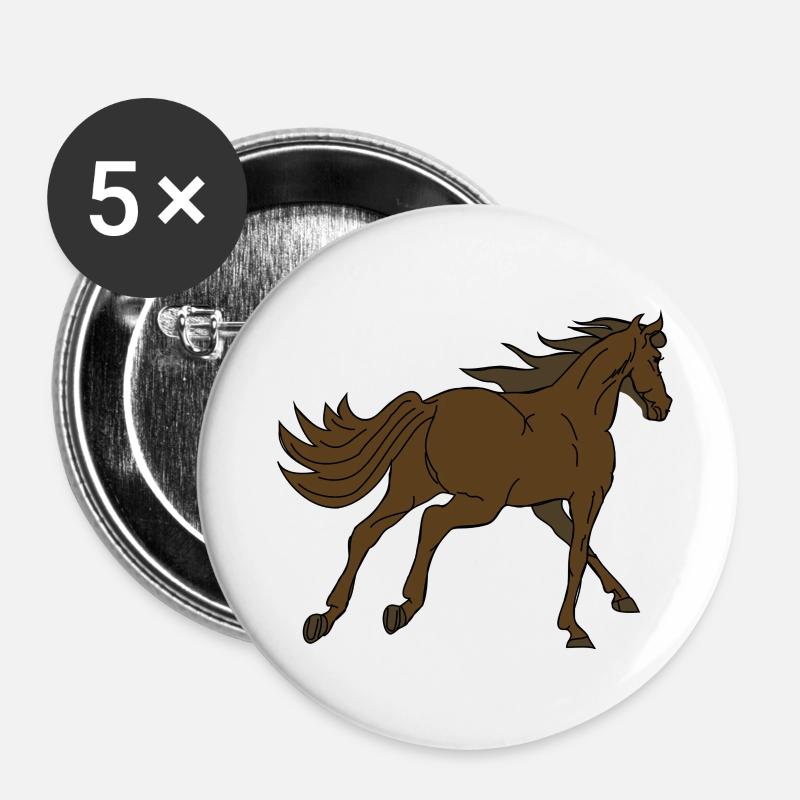 horse - Buttons large 2.2''/56 mm (5-pack) - white