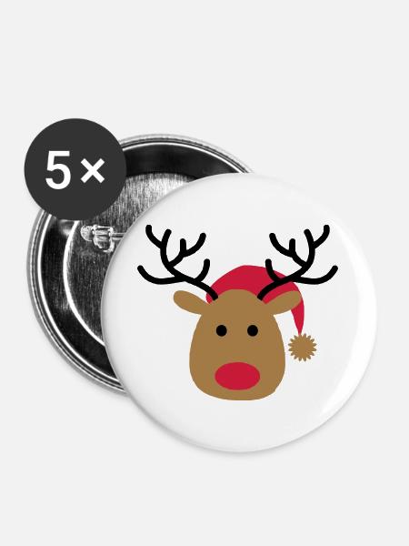 Funny design of a moose for Christmas - Buttons large 2.2''/56 mm (5-pack) - white