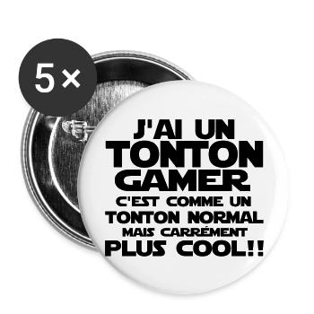 j'ai un tonton gamer - Lot de 5 grands badges (56 mm) - blanc - Devant