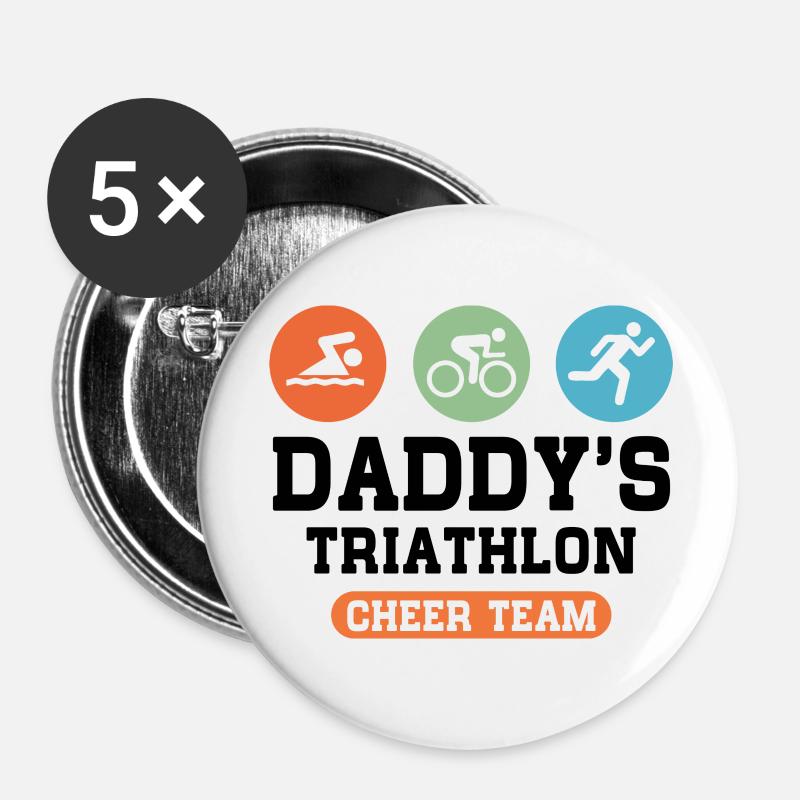 Triathlon Cheer Team - Buttons large 2.2''/56 mm (5-pack) - white
