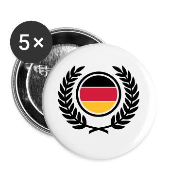 Germany (flag & laurel wreath) - Buttons large 2.2''/56 mm (5-pack) - white - Front
