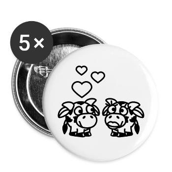 smiley_cows_in_love_1c - Lot de 5 grands badges (56 mm) - blanc - Devant