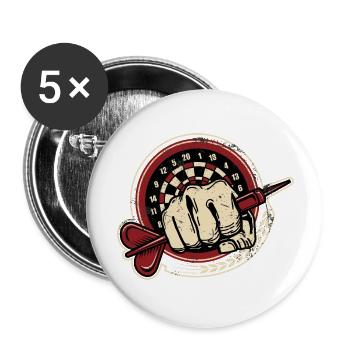 Dart Club 5 - Dart T-Shirts RAHMENLOS - Sport Club - Buttons groß 56 mm (5er Pack) - Weiß - Vorne