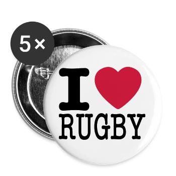 I love rugby - I love rugby - Buttons large 2.2''/56 mm (5-pack) - white - Front