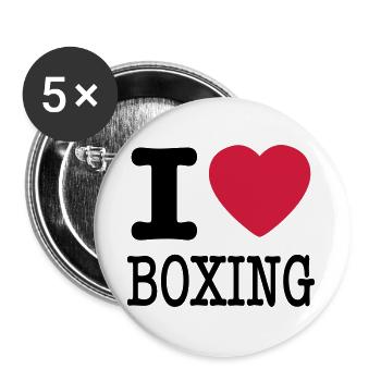 j'aime la boxe / I love boîtes - Lot de 5 grands badges (56 mm) - blanc - Devant