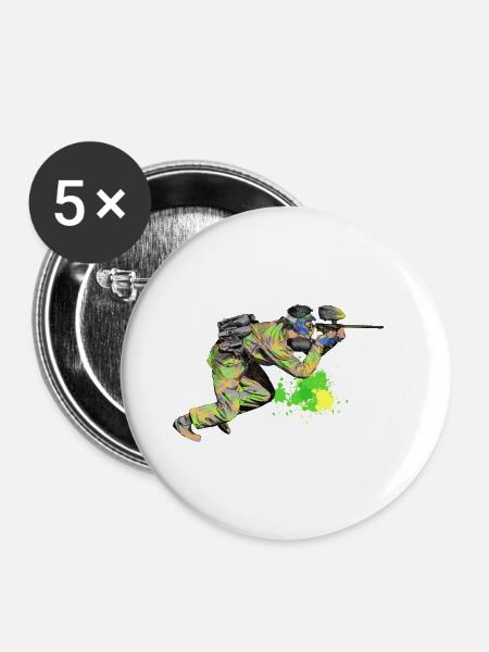 Paintball - Buttons groß 56 mm (5er Pack) - Weiß