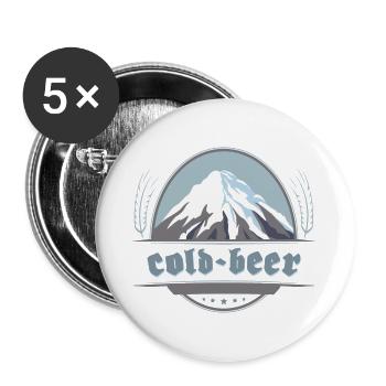 Cold Beer, Après-Ski - Buttons groß 56 mm (5er Pack) - Weiß - Vorne