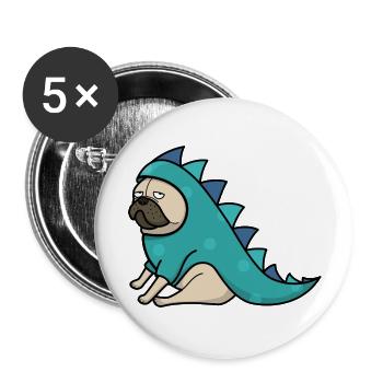 Mops - Buttons groß 56 mm (5er Pack) - Weiß - Vorne