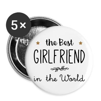 The best girlfriend in the world - Buttons large 2.2''/56 mm (5-pack) - white - Front