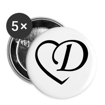 Liebe Buchstabe D - Buttons groß 56 mm (5er Pack) - Weiß - Vorne
