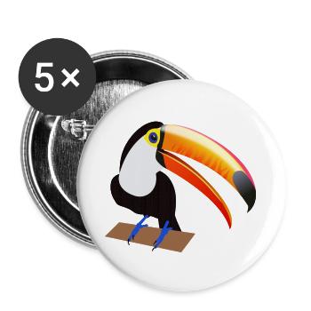 Eko the Toucan - Buttons large 2.2''/56 mm (5-pack) - white - Front
