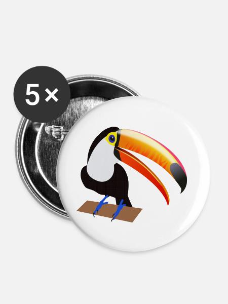 Eko le Toucan - Buttons groß 56 mm (5er Pack) - Weiß