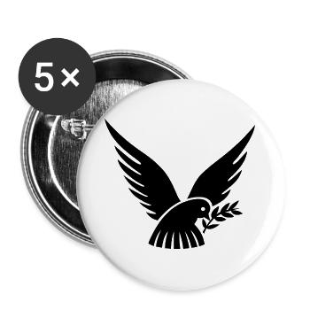 Taube des schwarzen Friedens - Buttons groß 56 mm (5er Pack) - Weiß - Vorne
