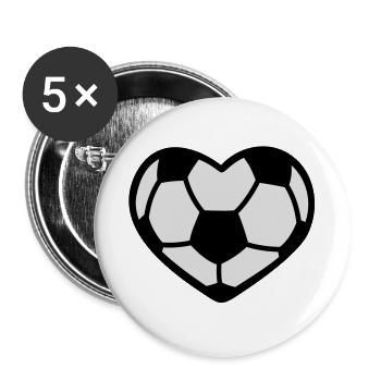 Football coeur - Lot de 5 grands badges (56 mm) - blanc - Devant