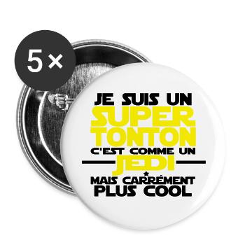 je suis un super tonton comme un jedi - Lot de 5 grands badges (56 mm) - blanc - Devant