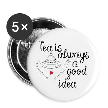 tea is always a good idea 2c - Buttons large 2.2''/56 mm (5-pack) - white - Front