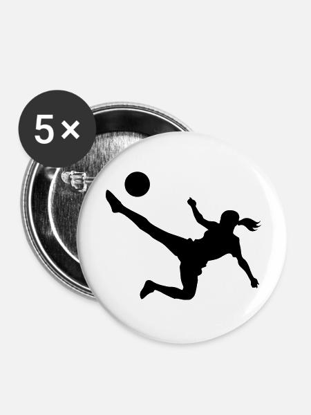 Soccer female de - Buttons groß 56 mm (5er Pack) - Weiß