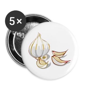 Knoblauch - Buttons groß 56 mm (5er Pack) - Weiß - Vorne