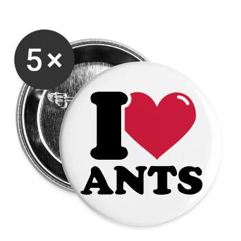 I Love Ants - Ameisen - Ameise - Buttons groß 56 mm (5er Pack) - Weiß - Vorne