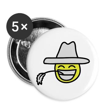cowboy_smiley - Lot de 5 grands badges (56 mm) - blanc - Devant