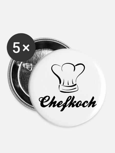 chefkoch - Buttons groß 56 mm (5er Pack) - Weiß
