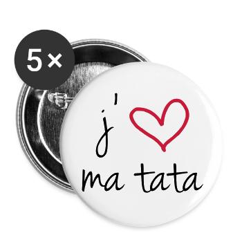 I love my tata - Buttons large 2.2''/56 mm (5-pack) - white - Front