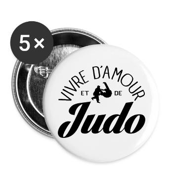 Vivre D'amour et de Judo - Lot de 5 grands badges (56 mm) - blanc - Devant