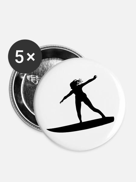Surfing female de - Buttons groß 56 mm (5er Pack) - Weiß
