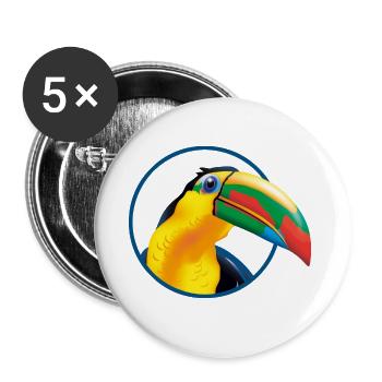 Explosion des couleurs du toucan tropical - Lot de 5 grands badges (56 mm) - blanc - Devant