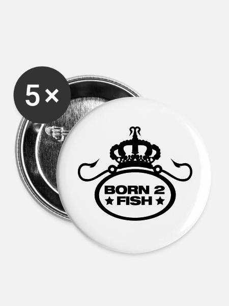 born_to_fish_design_f1 - Buttons groß 56 mm (5er Pack) - Weiß