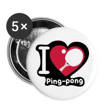 Liebe Herz Herzen Pingpong tennistable3 - Buttons groß 56 mm (5er Pack) - Weiß - Vorne