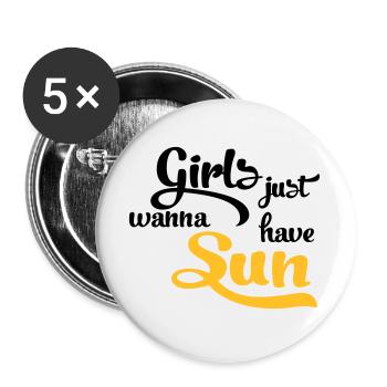 Sonne - Buttons groß 56 mm (5er Pack) - Weiß - Vorne