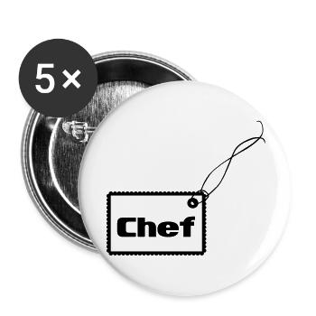 Chef Anhänger - Buttons groß 56 mm (5er Pack) - Weiß - Vorne