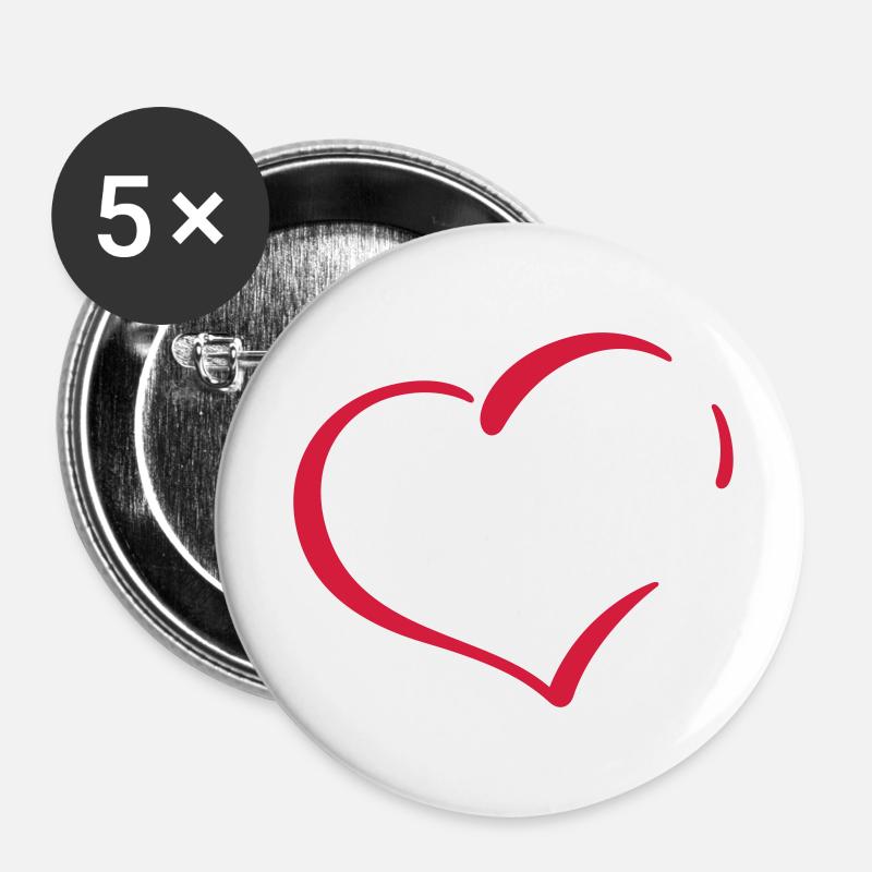 heart - Buttons large 2.2''/56 mm (5-pack) - white