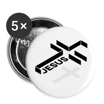Jesus Cross - Buttons large 2.2''/56 mm (5-pack) - white - Front