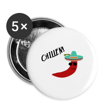 Chilling Chilli - Buttons large 2.2''/56 mm (5-pack) - white - Front
