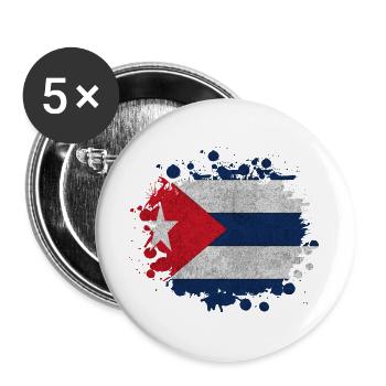Kuba Klecks / Geschenk Havanna Flagge Karibik - Buttons groß 56 mm (5er Pack) - Weiß - Vorne