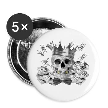 Tete de mort - Lot de 5 grands badges (56 mm) - blanc - Devant