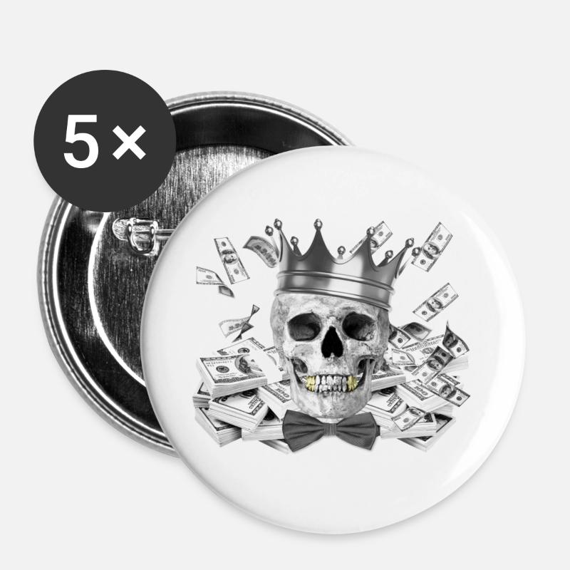 Skull - Buttons large 2.2''/56 mm (5-pack) - white