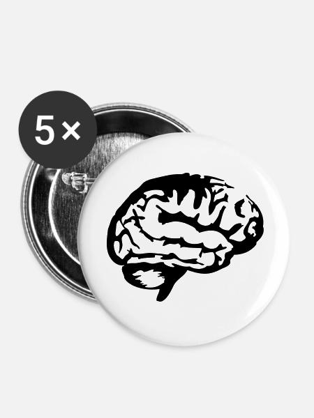 Brain_silhouette - Buttons groß 56 mm (5er Pack) - Weiß