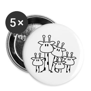 Famille girafe mignonne 3 enfants maman papa girafe - Lot de 5 grands badges (56 mm) - blanc - Devant