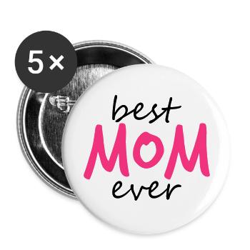 text best mom ever sticker autocollant button amour - Lot de 5 grands badges (56 mm) - blanc - Devant