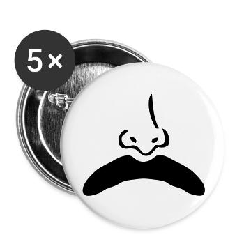 Schnurrbart Schnurrbart Nase nose1 - Buttons groß 56 mm (5er Pack) - Weiß - Vorne