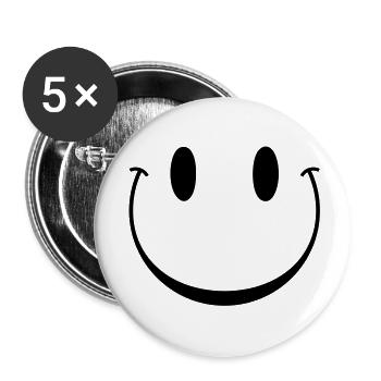 heureux smiley sourire - Lot de 5 grands badges (56 mm) - blanc - Devant