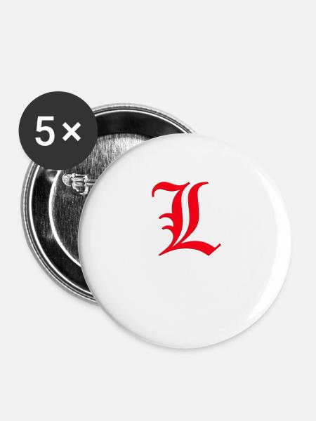 L - Lucifer - Buttons groß 56 mm (5er Pack) - Weiß